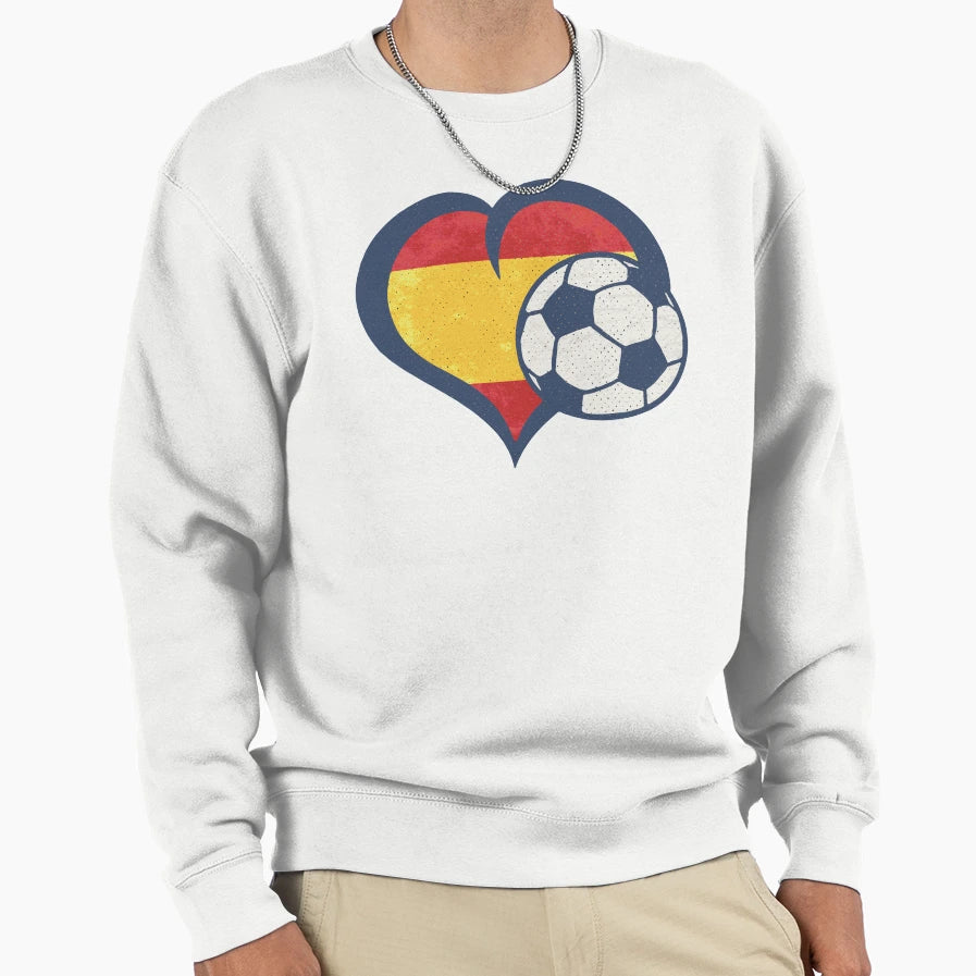 Soccer Heart Spanish Flag Woso Sweatshirt - Novelty Apparel for Adults - T-Shirt, Sweatshirt, Hoodie