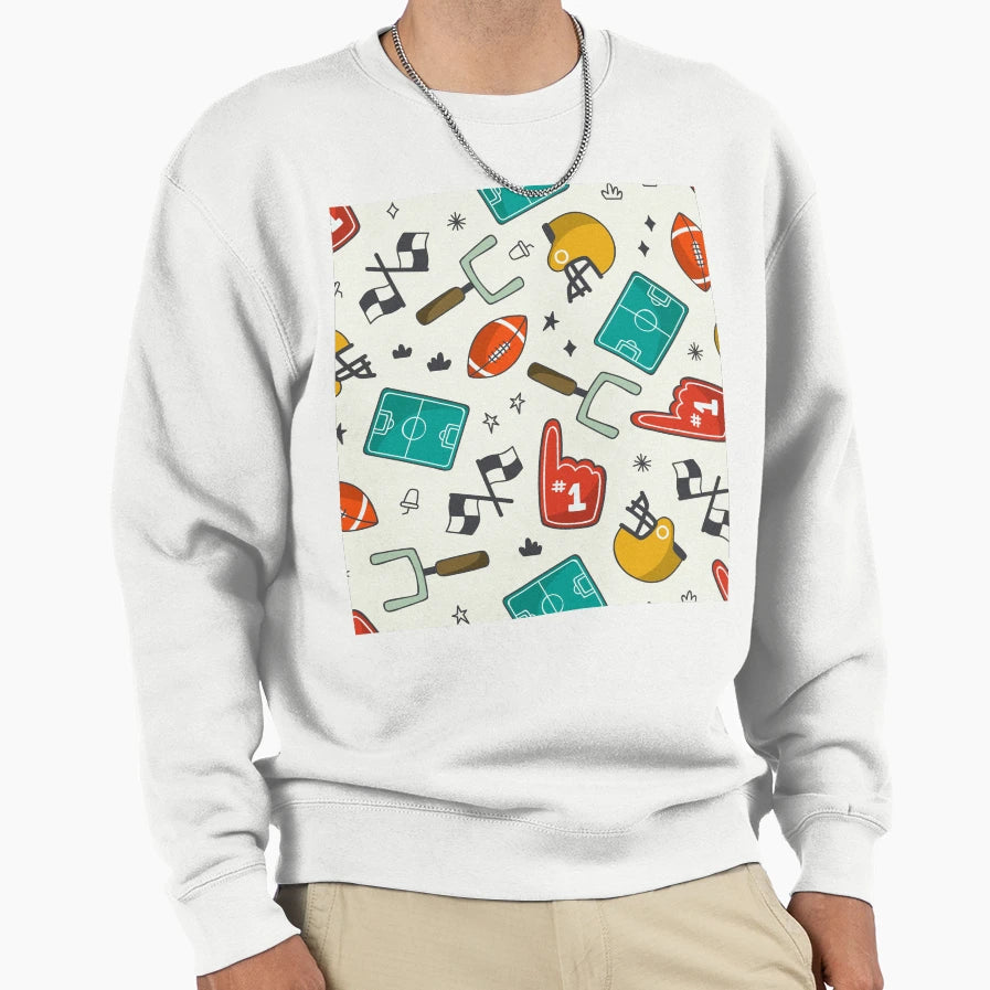 Rugby Sports Pattern Sweatshirt - Minimalist Print for Adults - T-Shirt, Sweatshirt, Hoodie