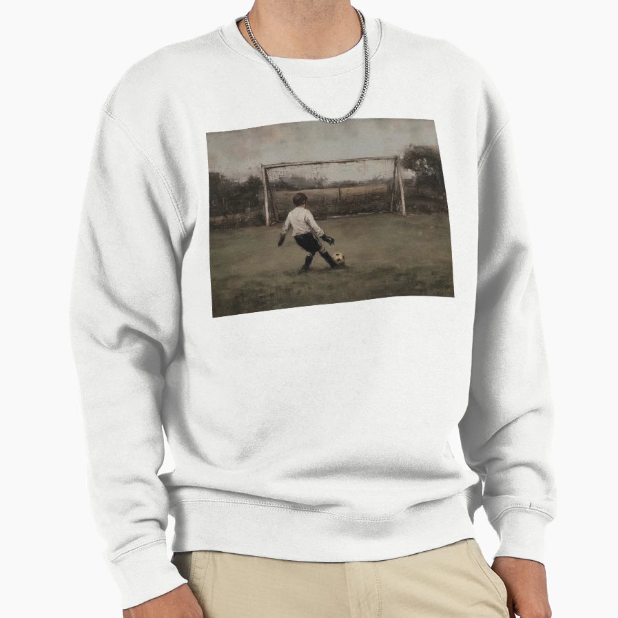Child Kicking Soccer Ball Goal Sweatshirt - Minimalist Print for Adults - T-Shirt, Sweatshirt, Hoodie