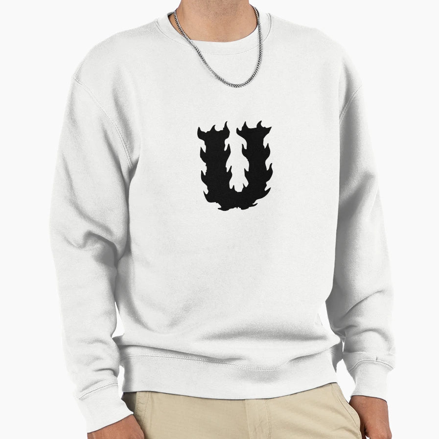 Flaming U Letter Monogram Black Sweatshirt - Aesthetic Graphic Men Women - T-Shirt, Sweatshirt, Hoodie