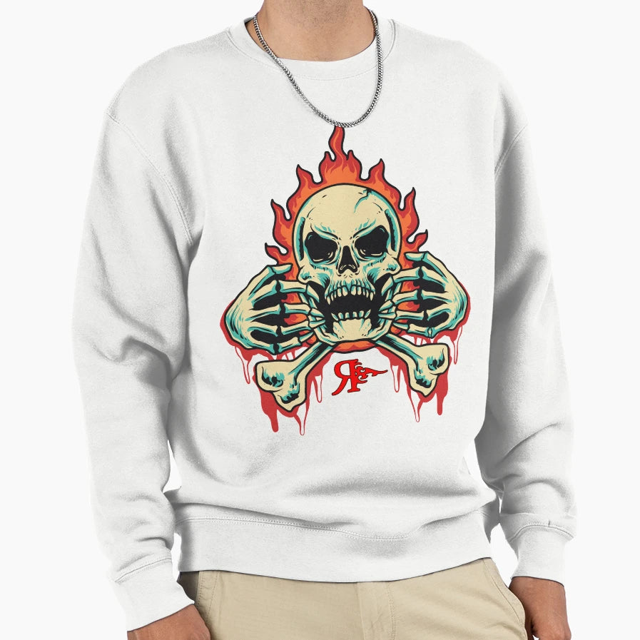 Rogue Skull Fire Tattoo Art Sweatshirt - Novelty Apparel Men Women - T-Shirt, Sweatshirt, Hoodie