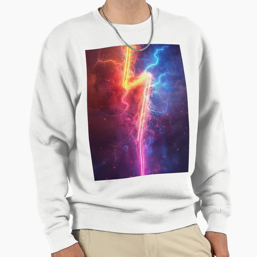 Neon Lightning Bolt Illustration Sweatshirt - Trendy Graphic for Adults - T-Shirt, Sweatshirt, Hoodie