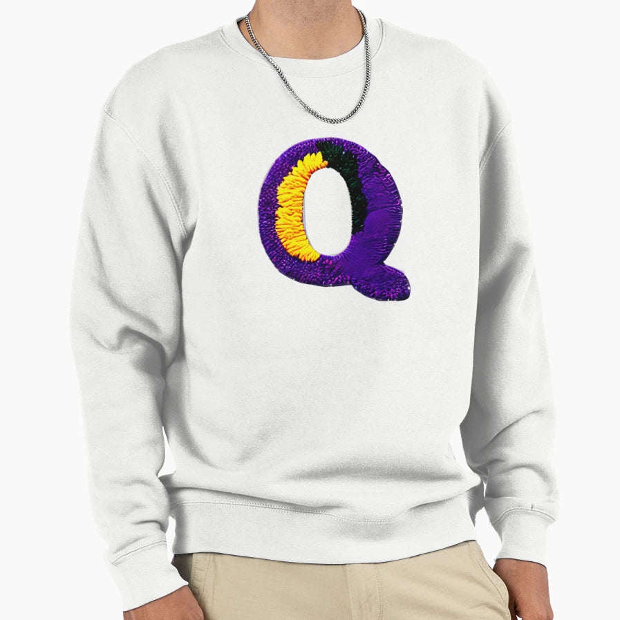 Letter Q Monogram Typography Sweatshirt - Minimalist Print Men Women - T-Shirt, Sweatshirt, Hoodie