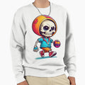 Skull Playing Football Sweatshirt - Casual Everyday Wear Men Women - T-Shirt, Sweatshirt, Hoodie