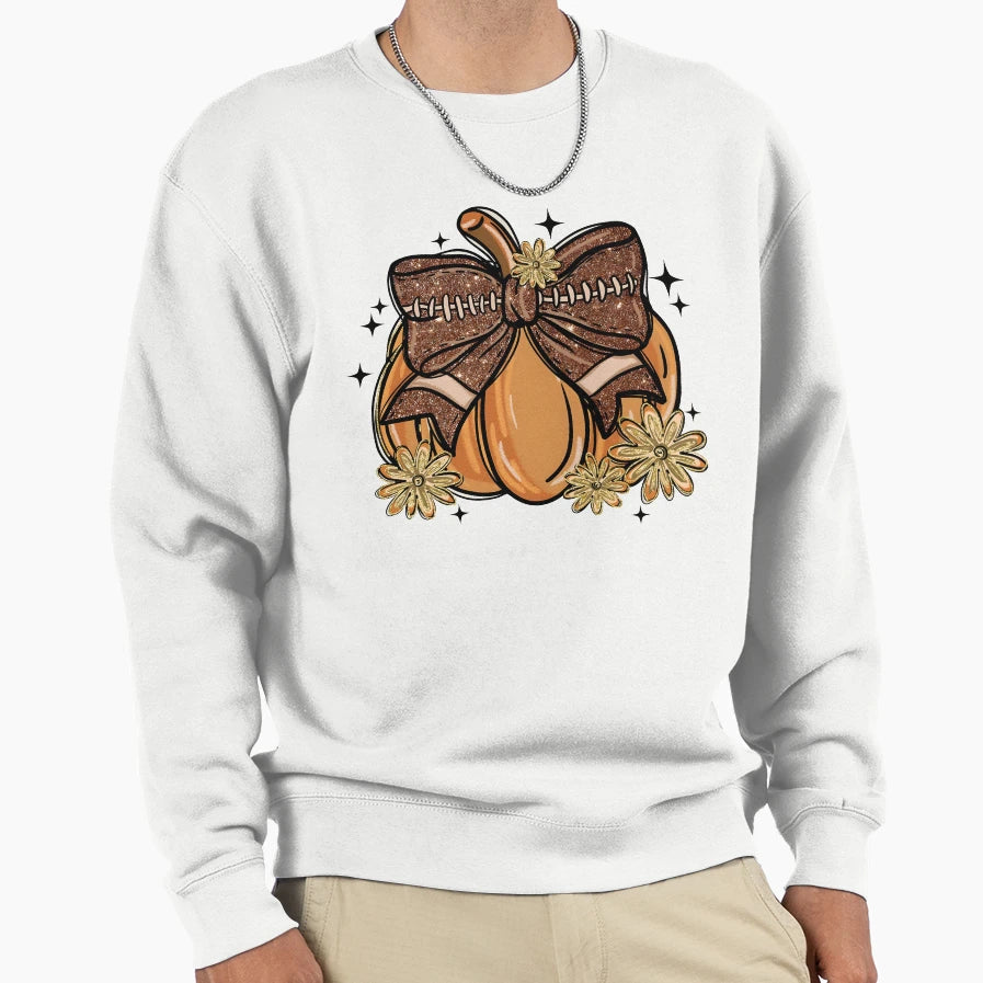 Pumpkin Football Sweatshirt - Custom Art Print Men Women - T-Shirt, Sweatshirt, Hoodie