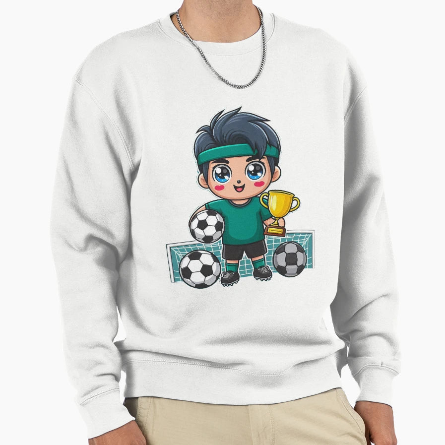 Charming Champion Cartoon Athlete Sweatshirt - Minimalist Print for Adults - T-Shirt, Sweatshirt, Hoodie