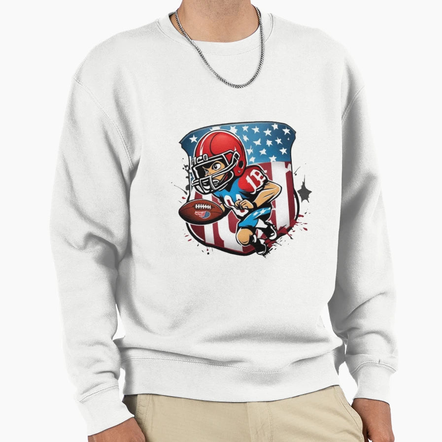 Cartoon Charachter Playing Football Sweatshirt - Novelty Apparel Men Women - T-Shirt, Sweatshirt, Hoodie