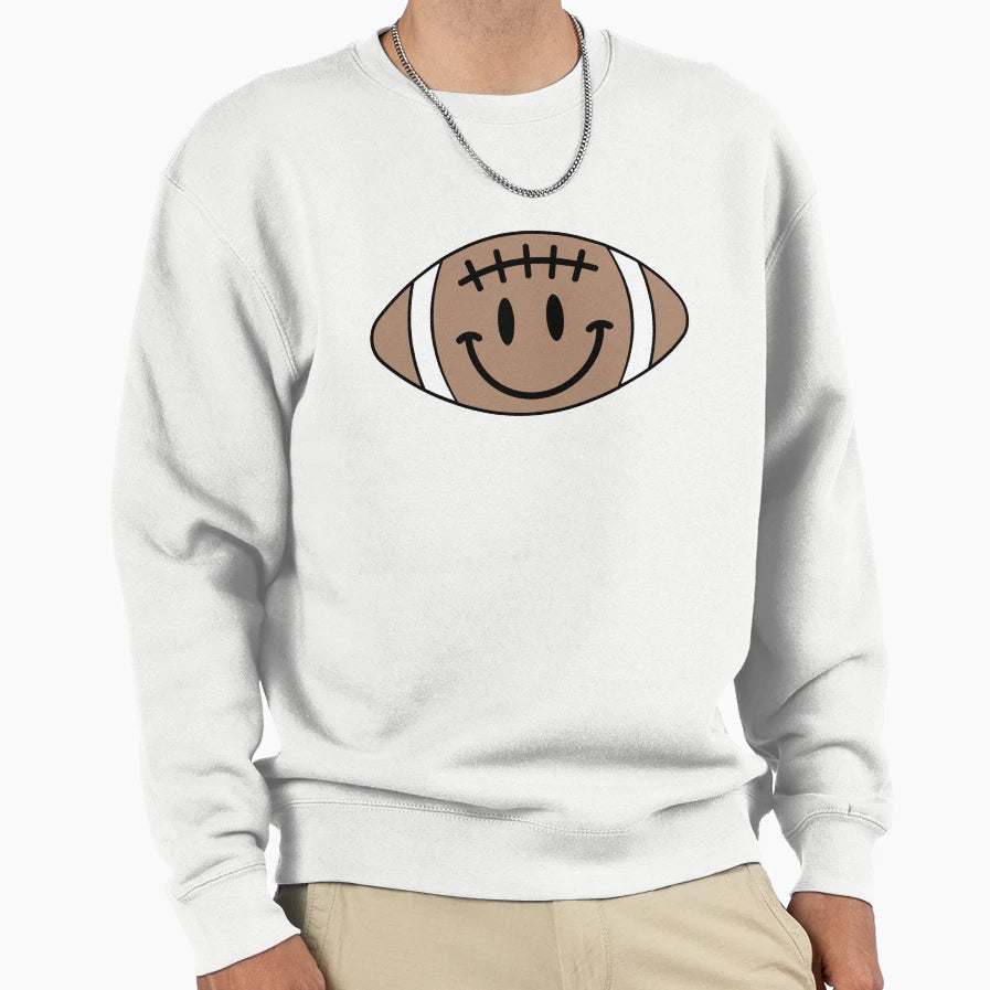 Happy Face Football Sweatshirt - Fun Novelty Design for Adults - T-Shirt, Sweatshirt, Hoodie