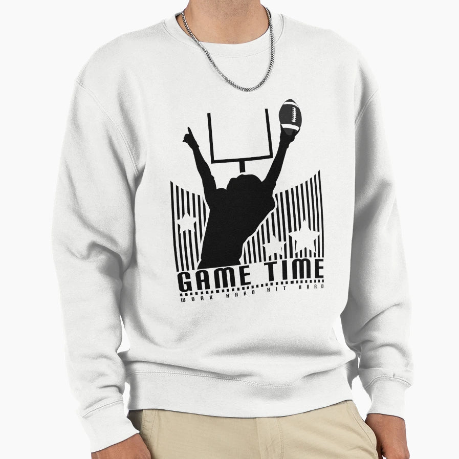 Game Time Football White Sweatshirt - Casual Everyday Wear for Adults - T-Shirt, Sweatshirt, Hoodie