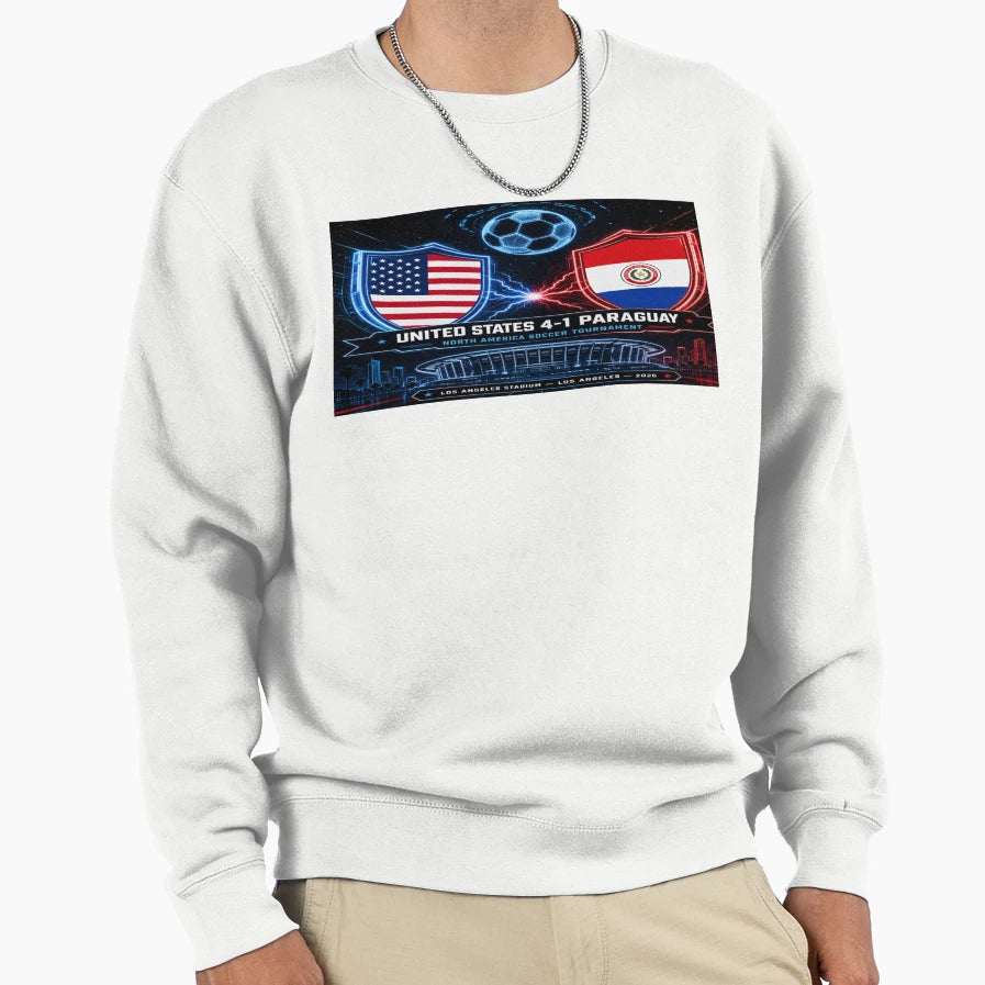 Neon Flags Usa Paraguay Soccer Sweatshirt - Minimalist Print Men Women - T-Shirt, Sweatshirt, Hoodie