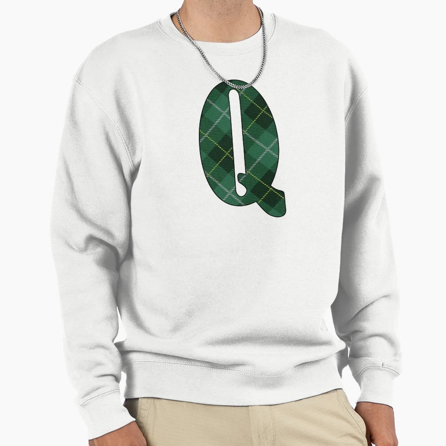 Green Tartan Letter Q Sweatshirt - Streetwear Style Men Women - T-Shirt, Sweatshirt, Hoodie