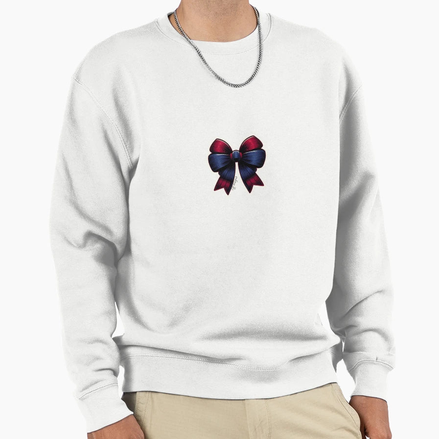 Red And Navy Bow Sweatshirt - Aesthetic Graphic Men Women - T-Shirt, Sweatshirt, Hoodie