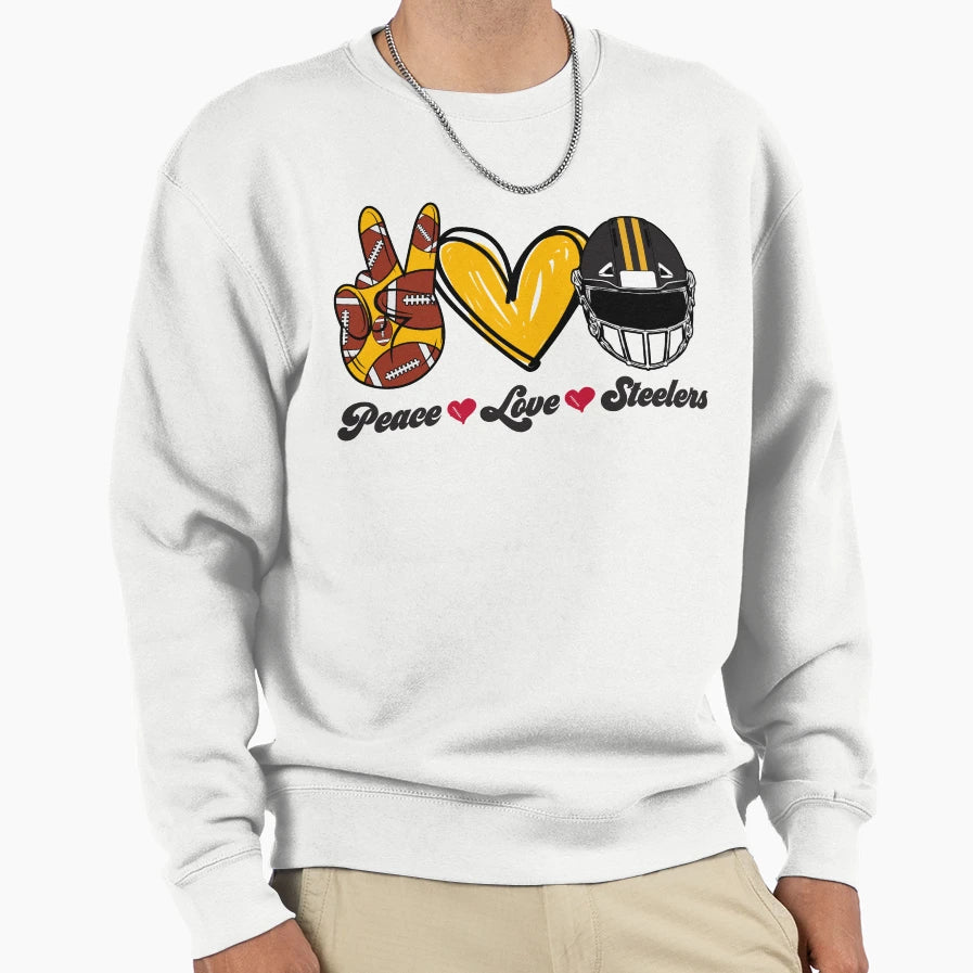 Peace Love Steelers Football Team Sweatshirt - Novelty Apparel Men Women - T-Shirt, Sweatshirt, Hoodie