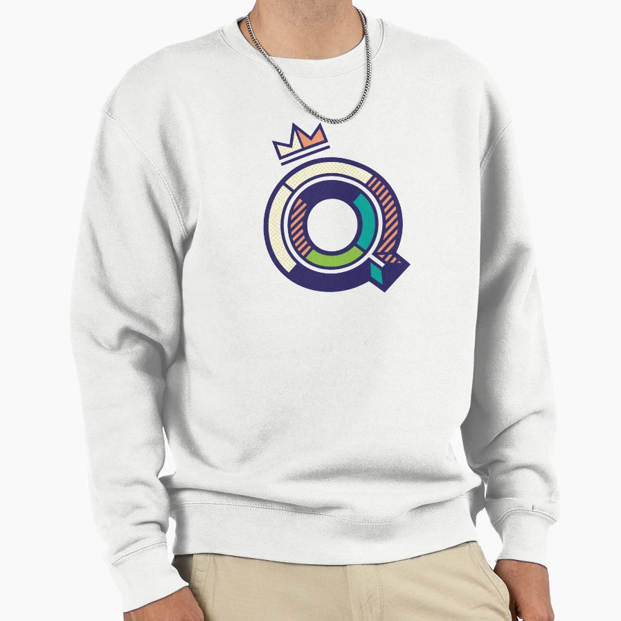 Crowned Q Initial Sweatshirt - Custom Art Print Unisex - T-Shirt, Sweatshirt, Hoodie