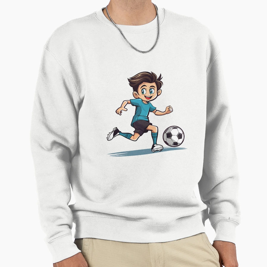 Cartoon Soccer Ball Logo Sweatshirt - Casual Everyday Wear Men Women - T-Shirt, Sweatshirt, Hoodie