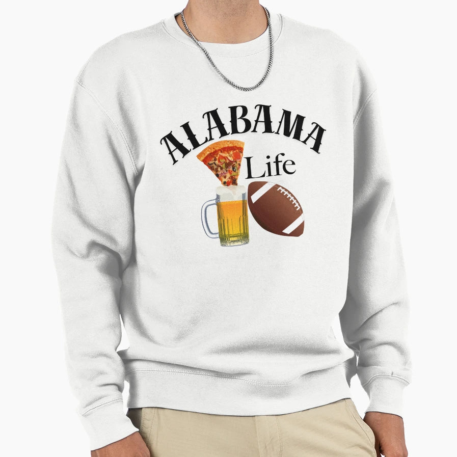 Alabama Life Pizza Beer Football Game Sweatshirt - Minimalist Print Unisex - T-Shirt, Sweatshirt, Hoodie
