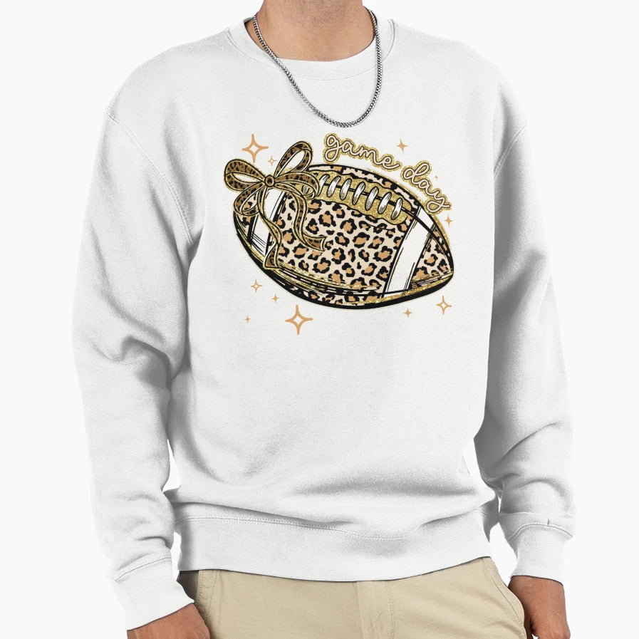 Leopard Glitter Game Day Football Sweatshirt - Minimalist Print Unisex - T-Shirt, Sweatshirt, Hoodie
