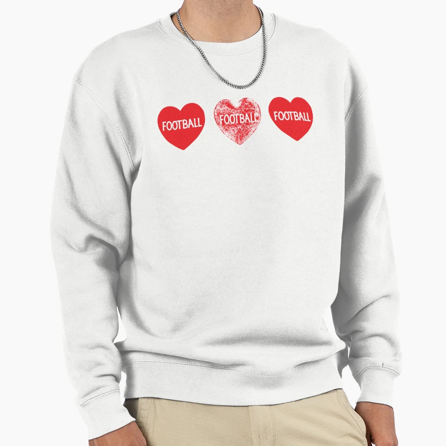 Love Football Hearts Sweatshirt - Minimalist Print Men Women - T-Shirt, Sweatshirt, Hoodie