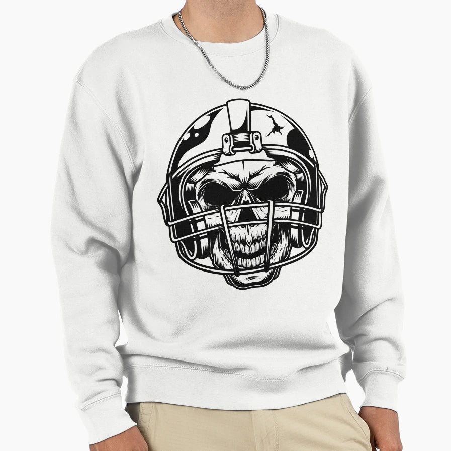 American Football Helmet Skull Sweatshirt - Custom Art Print Men Women - T-Shirt, Sweatshirt, Hoodie