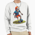 Cartoon Skull Playing Soccer Sweatshirt - Trendy Graphic Unisex - T-Shirt, Sweatshirt, Hoodie