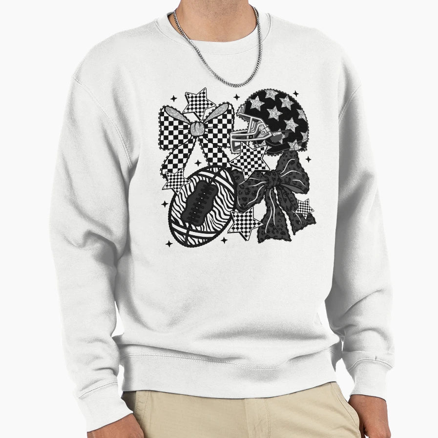 Checkered Football Coquette Sweatshirt - Custom Art Print Unisex - T-Shirt, Sweatshirt, Hoodie