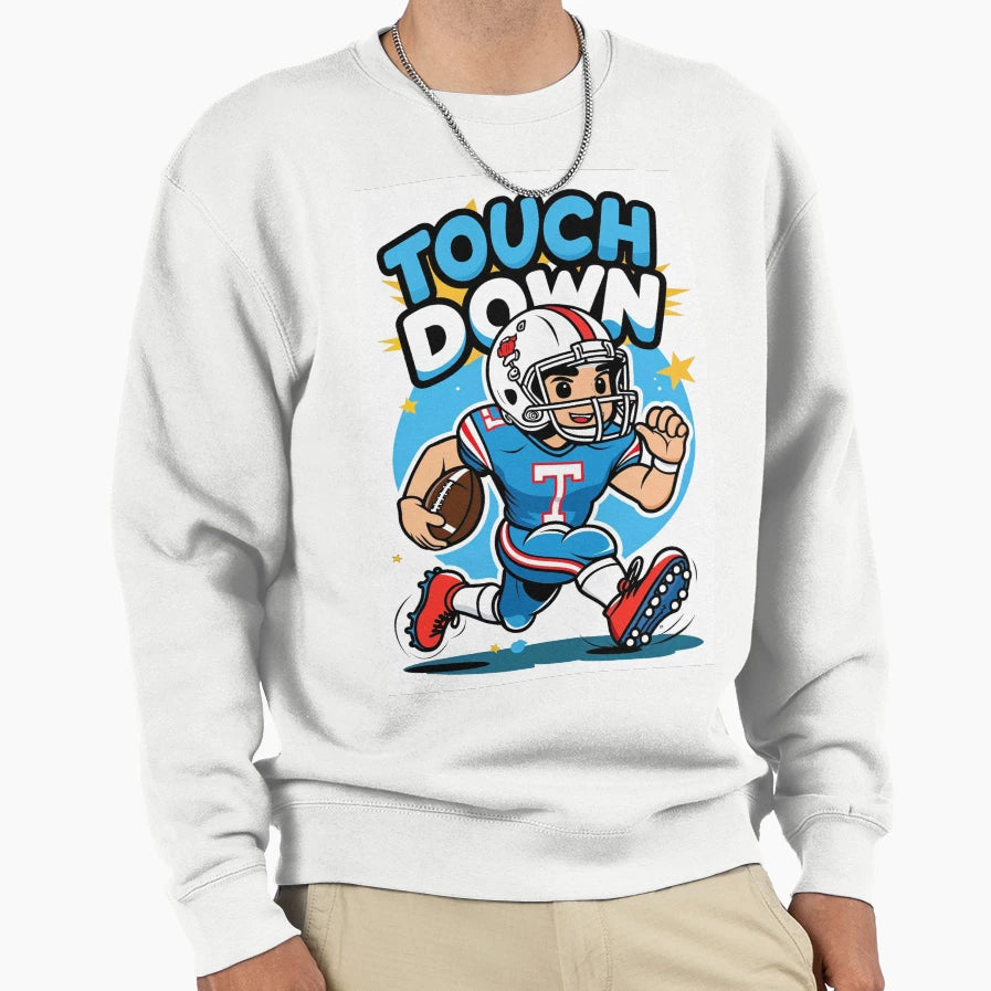 Cartoon American Football Player Sweatshirt - Streetwear Style for Adults - T-Shirt, Sweatshirt, Hoodie