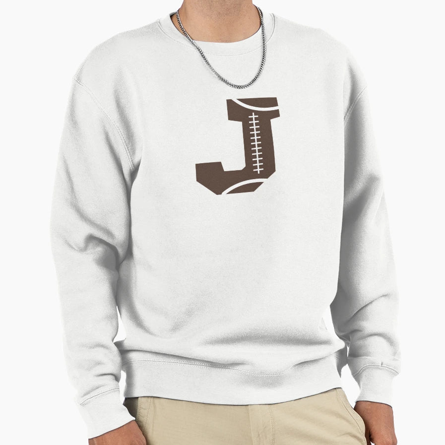 Personalized Football Initial J Sweatshirt - Trendy Graphic Unisex - T-Shirt, Sweatshirt, Hoodie