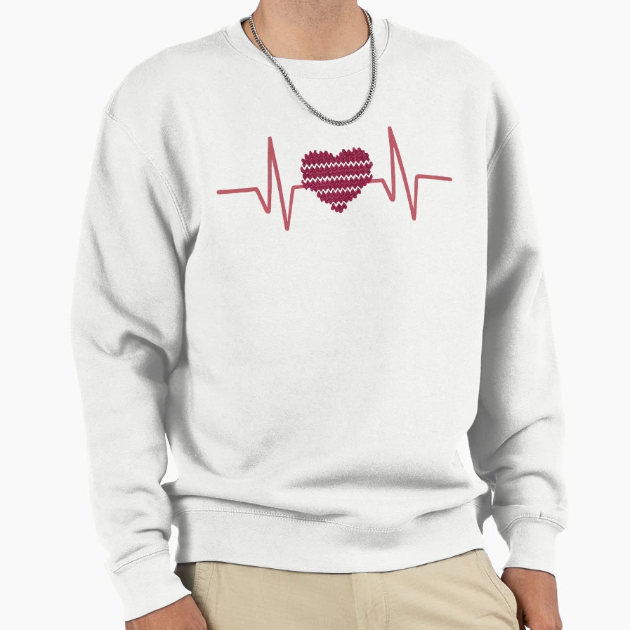 Heartbeat Knit Sweatshirt - Custom Art Print Unisex - T-Shirt, Sweatshirt, Hoodie