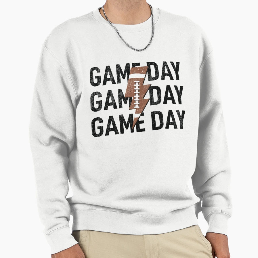 Football Game Day Lightning Bolt Sweatshirt - Custom Art Print for Adults - T-Shirt, Sweatshirt, Hoodie