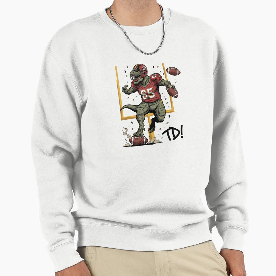 Dino Touchdown Football Raptor Sweatshirt - Streetwear Style Men Women - T-Shirt, Sweatshirt, Hoodie