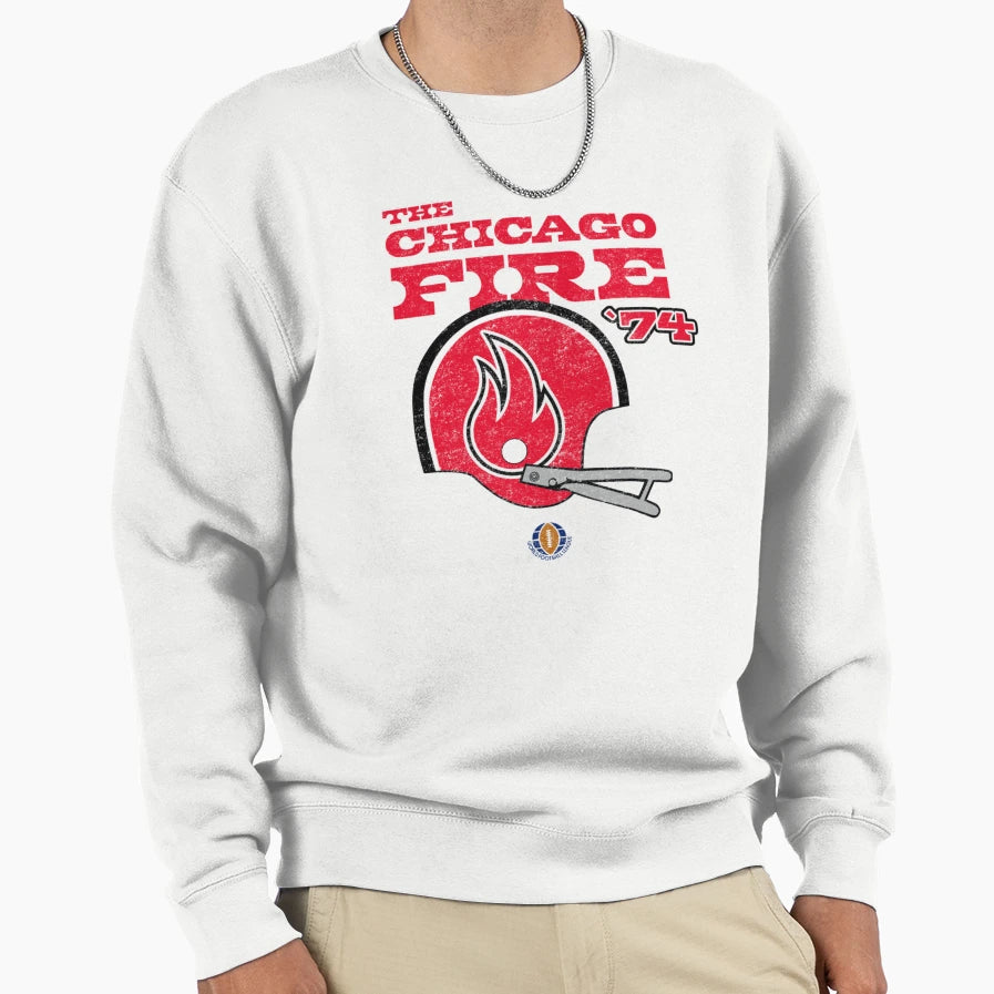 Distressed Chicago Fire Helmet Sweatshirt - Aesthetic Graphic Men Women - T-Shirt, Sweatshirt, Hoodie