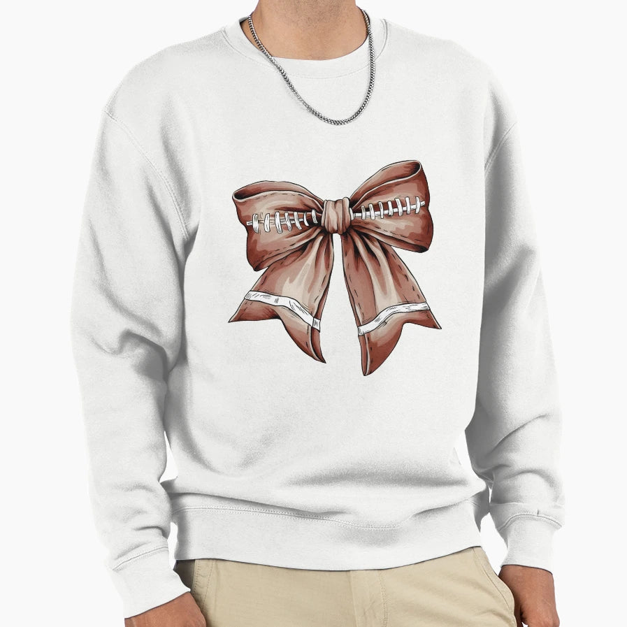 Rustic Football Inspired Bow Sweatshirt - Trendy Graphic Unisex - T-Shirt, Sweatshirt, Hoodie