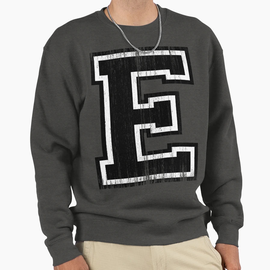 Big Varsity Letter E Sweatshirt - Casual Everyday Wear Unisex - T-Shirt, Sweatshirt, Hoodie