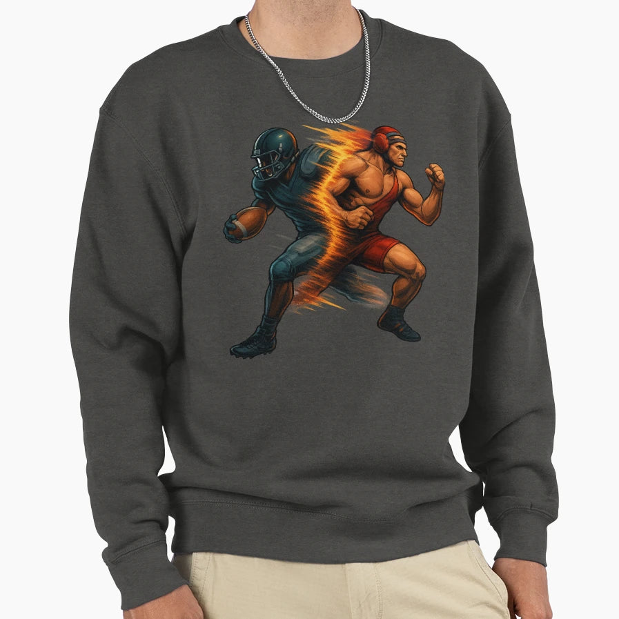 Football Bear And Wrestling Tiger Sweatshirt - Minimalist Print for Adults - T-Shirt, Sweatshirt, Hoodie