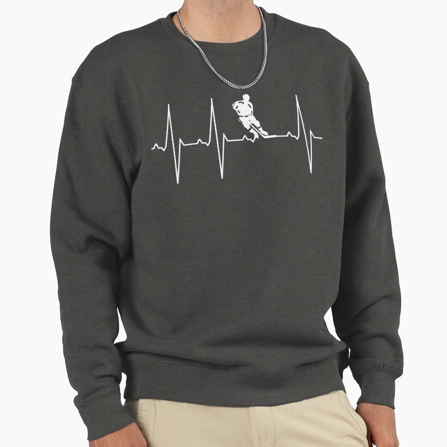 Heartbeat Ice Hockey Sweatshirt - Fun Novelty Design Men Women - T-Shirt, Sweatshirt, Hoodie
