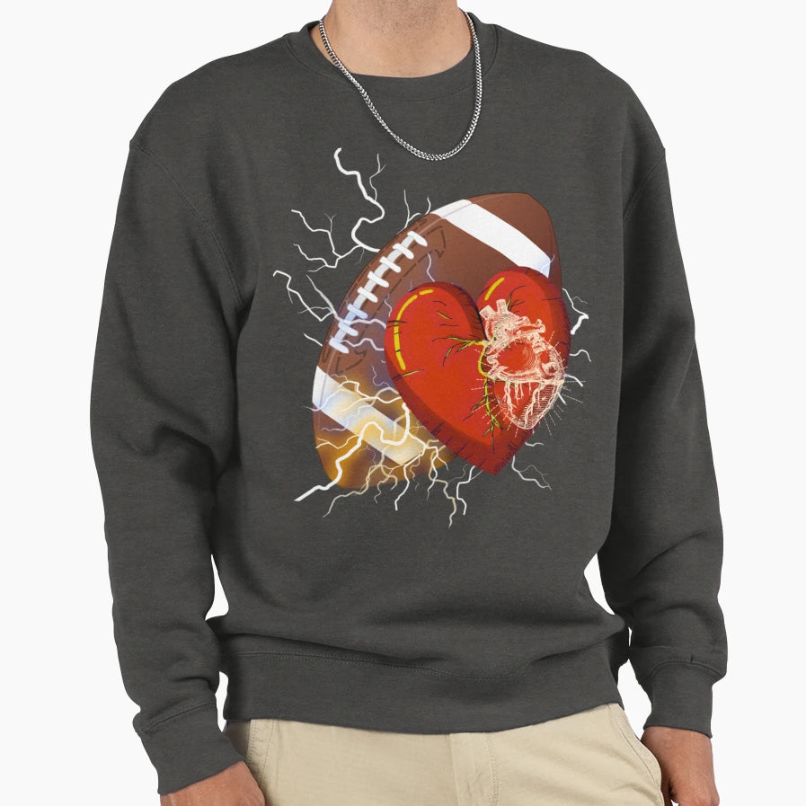 Heart Champion Football Sweatshirt - Novelty Apparel Men Women - T-Shirt, Sweatshirt, Hoodie