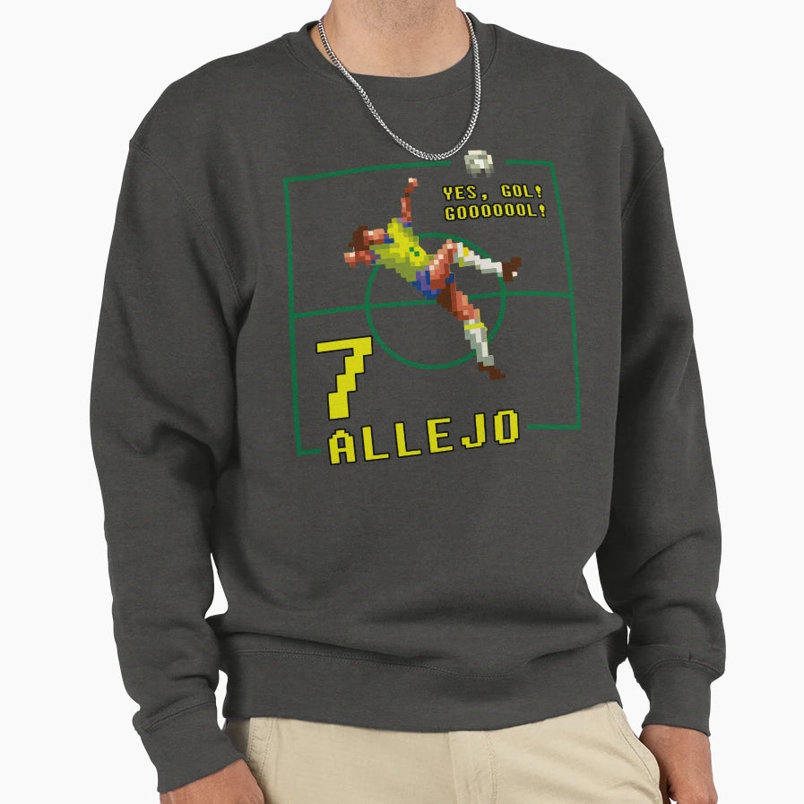 Pixel Art Soccer Allejo Goal Brazil Sweatshirt - Trendy Graphic for Adults - T-Shirt, Sweatshirt, Hoodie