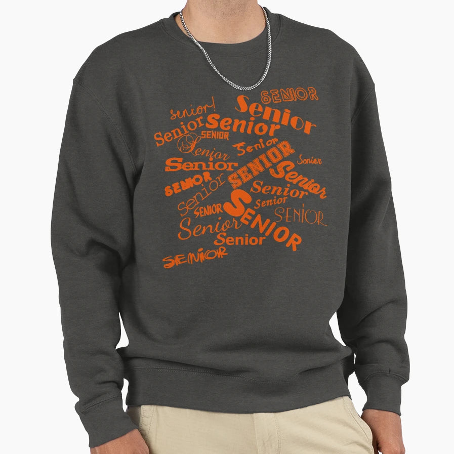Senior Orange And White Sweatshirt - Casual Everyday Wear for Adults - T-Shirt, Sweatshirt, Hoodie