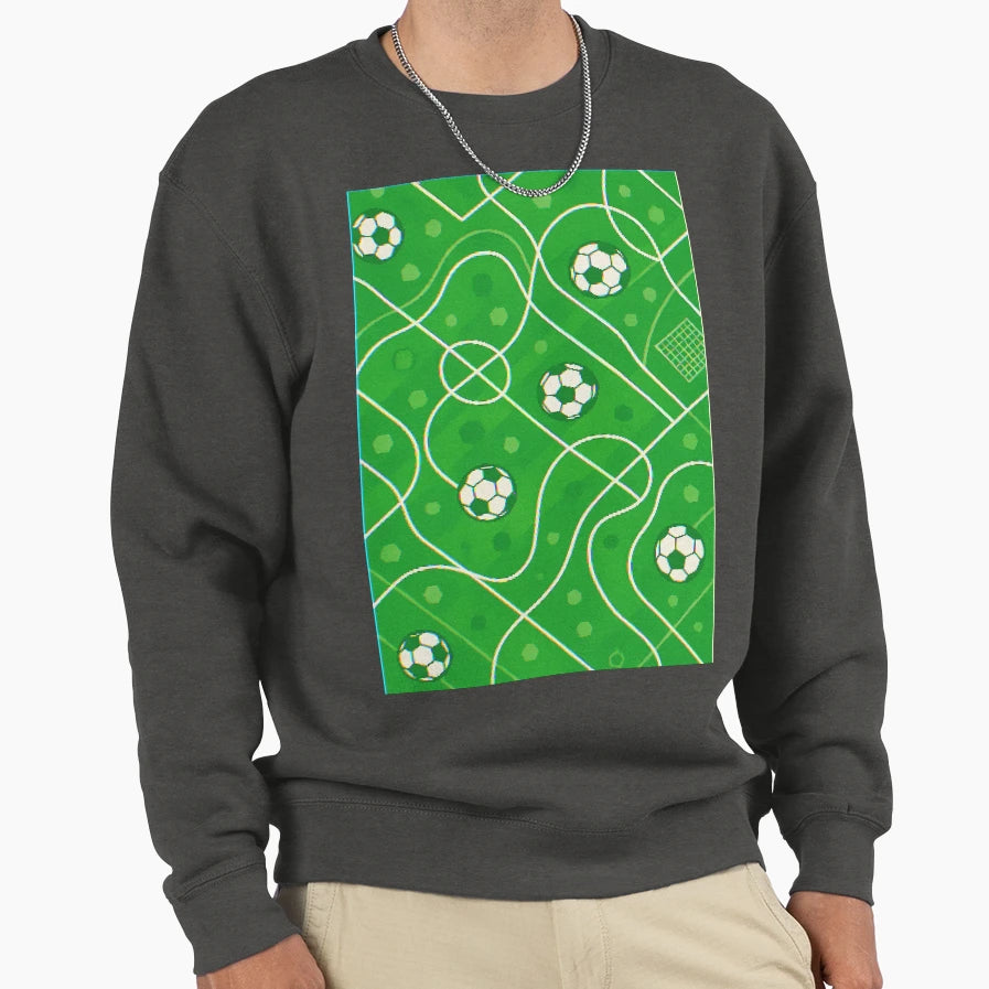 Fun Videogame Soccer Field Pattern Sweatshirt - Graphic Print Men Women - T-Shirt, Sweatshirt, Hoodie