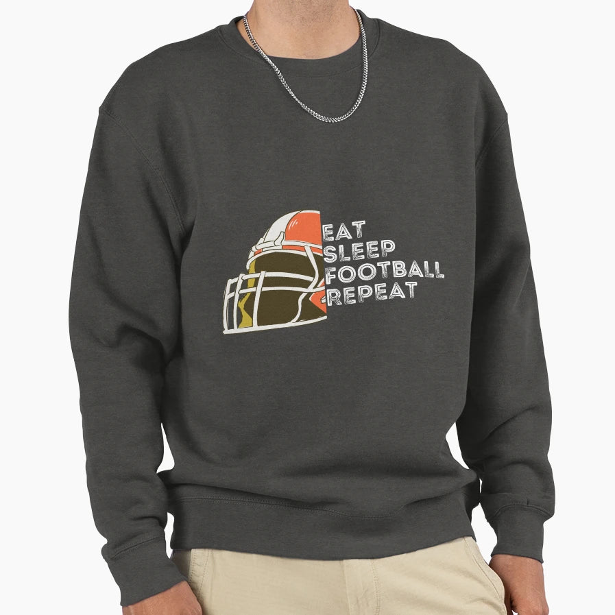 Eat Sleep Football Repeat Football T-Shirt - Fun Novelty Design Men Women - T-Shirt, Sweatshirt, Hoodie