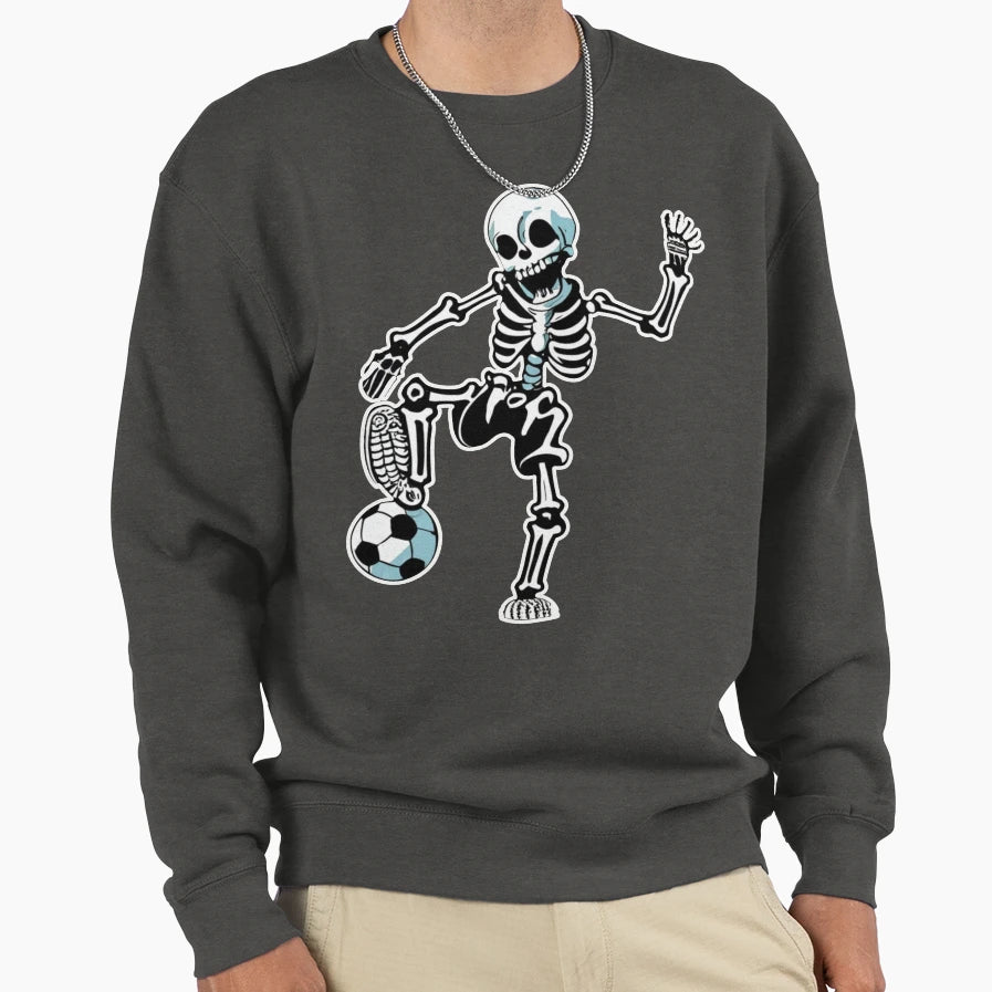 Skeleton Halloween Soccer Player Sweatshirt - Minimalist Print for Adults - T-Shirt, Sweatshirt, Hoodie