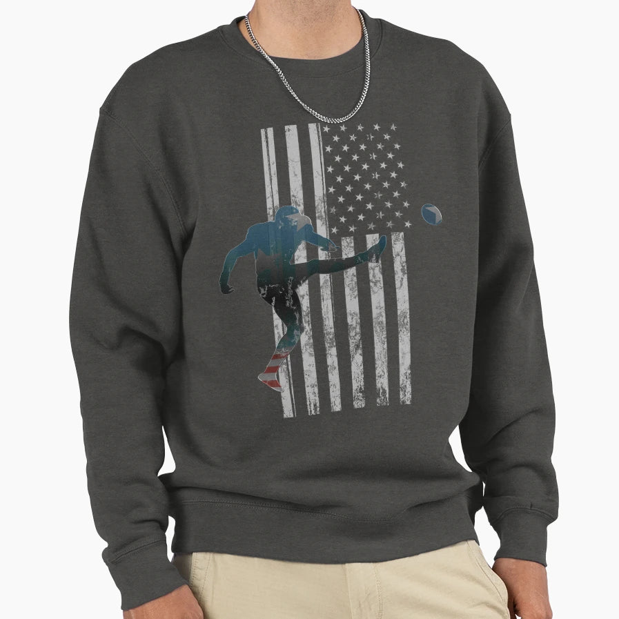 Football American Flag Usa Team Gift Sweatshirt - Novelty Apparel Unisex - T-Shirt, Sweatshirt, Hoodie