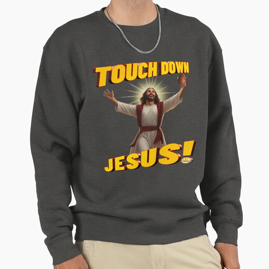 Touchdown Jesus Sweatshirt - Minimalist Print Men Women - T-Shirt, Sweatshirt, Hoodie