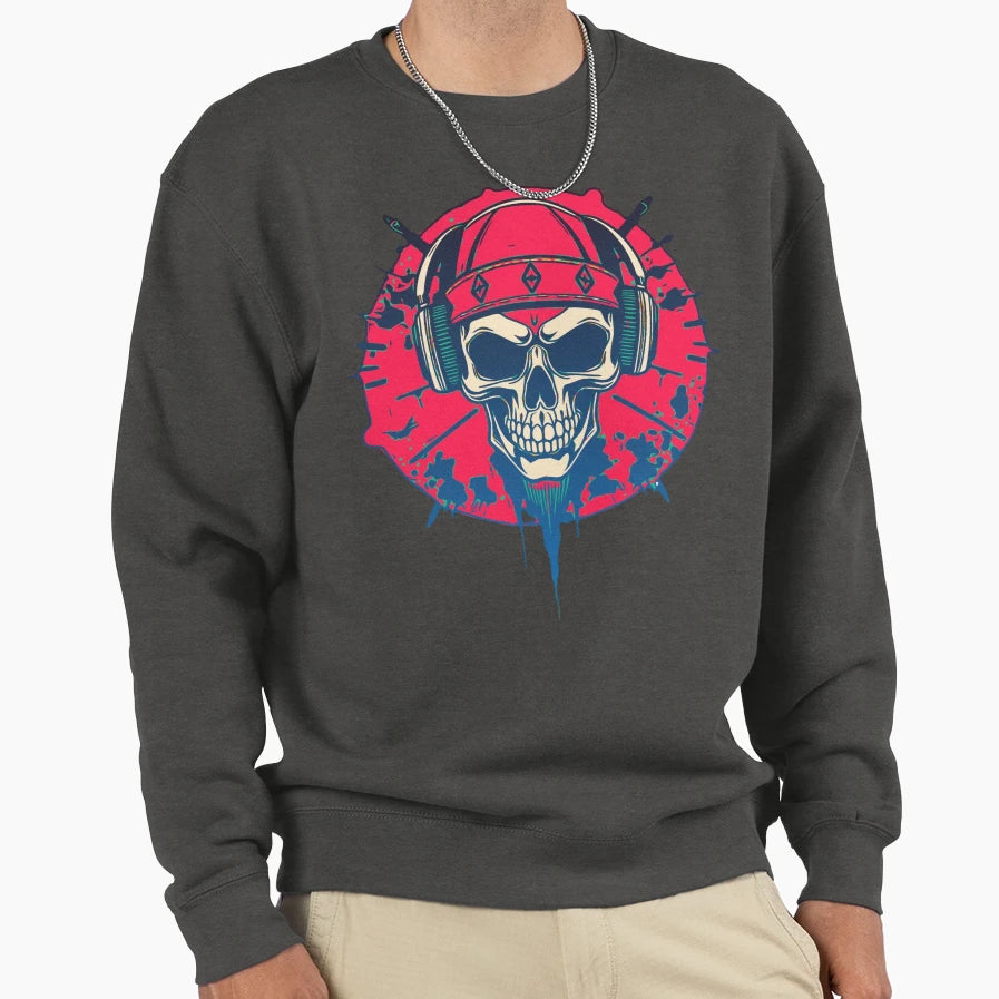 Hardcore Skull Sweatshirt - Fun Novelty Design for Adults - T-Shirt, Sweatshirt, Hoodie