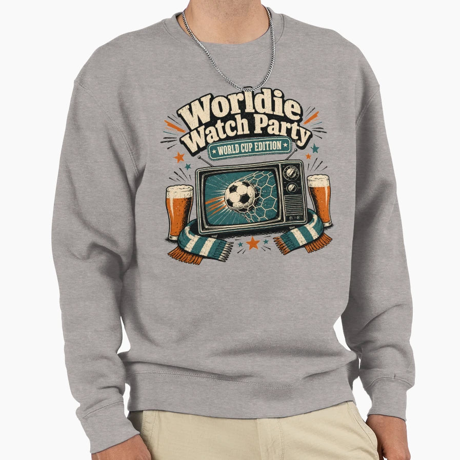 Worldie Watch Party Soccer Pub World T-Shirt - Minimalist Print for Adults - T-Shirt, Sweatshirt, Hoodie