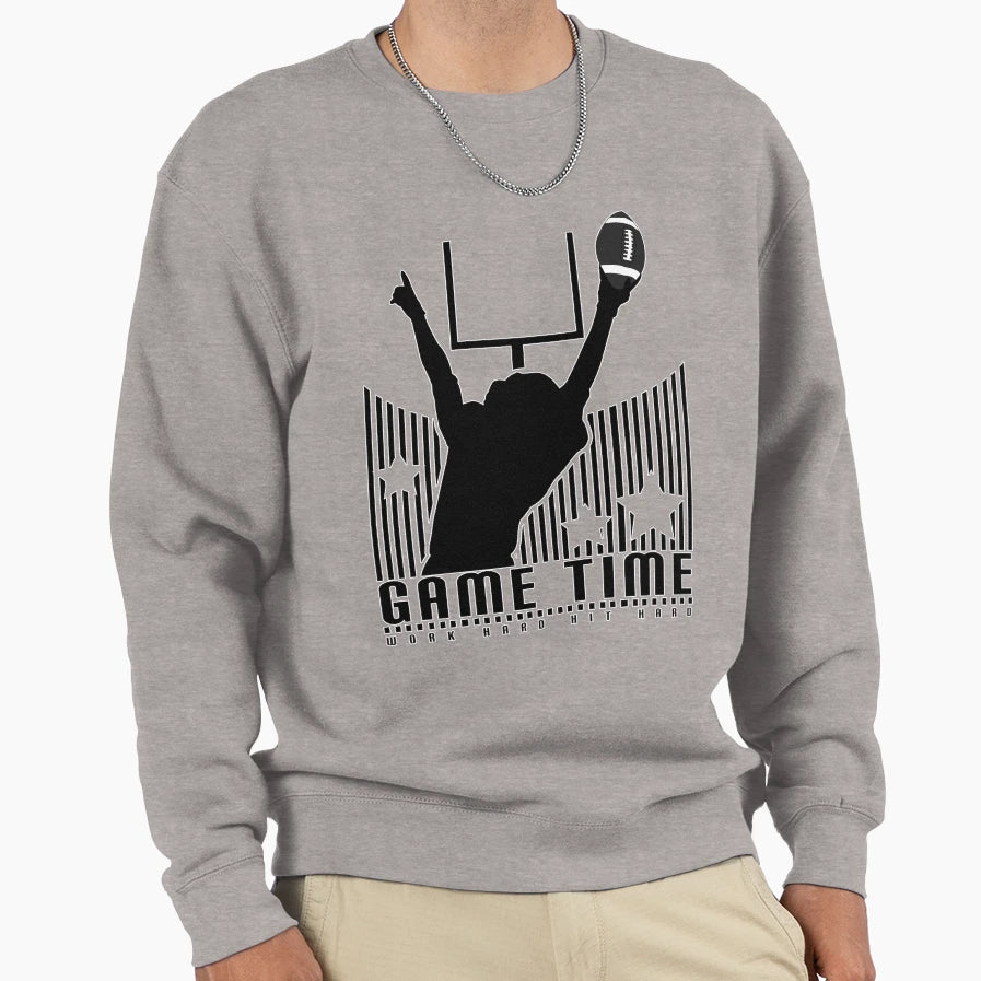 Game Time Football Grey Sweatshirt - Custom Art Print for Adults - T-Shirt, Sweatshirt, Hoodie