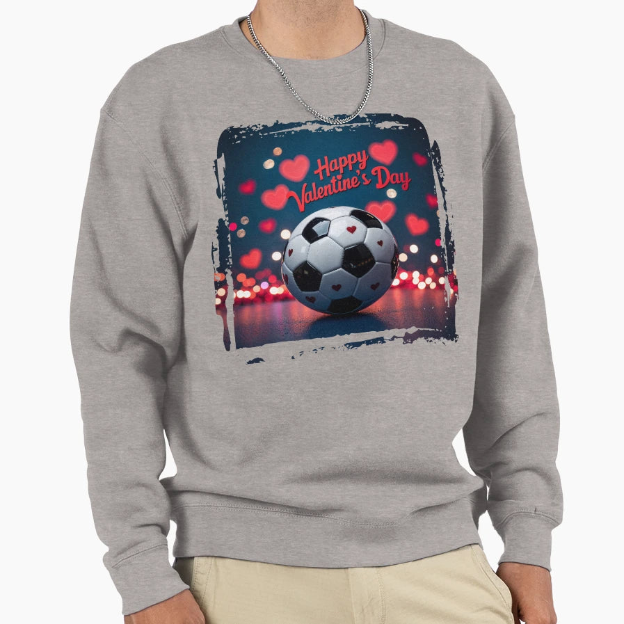 Happy Valentines Day Love And Soccer Sweatshirt - Trendy Graphic Men Women - T-Shirt, Sweatshirt, Hoodie
