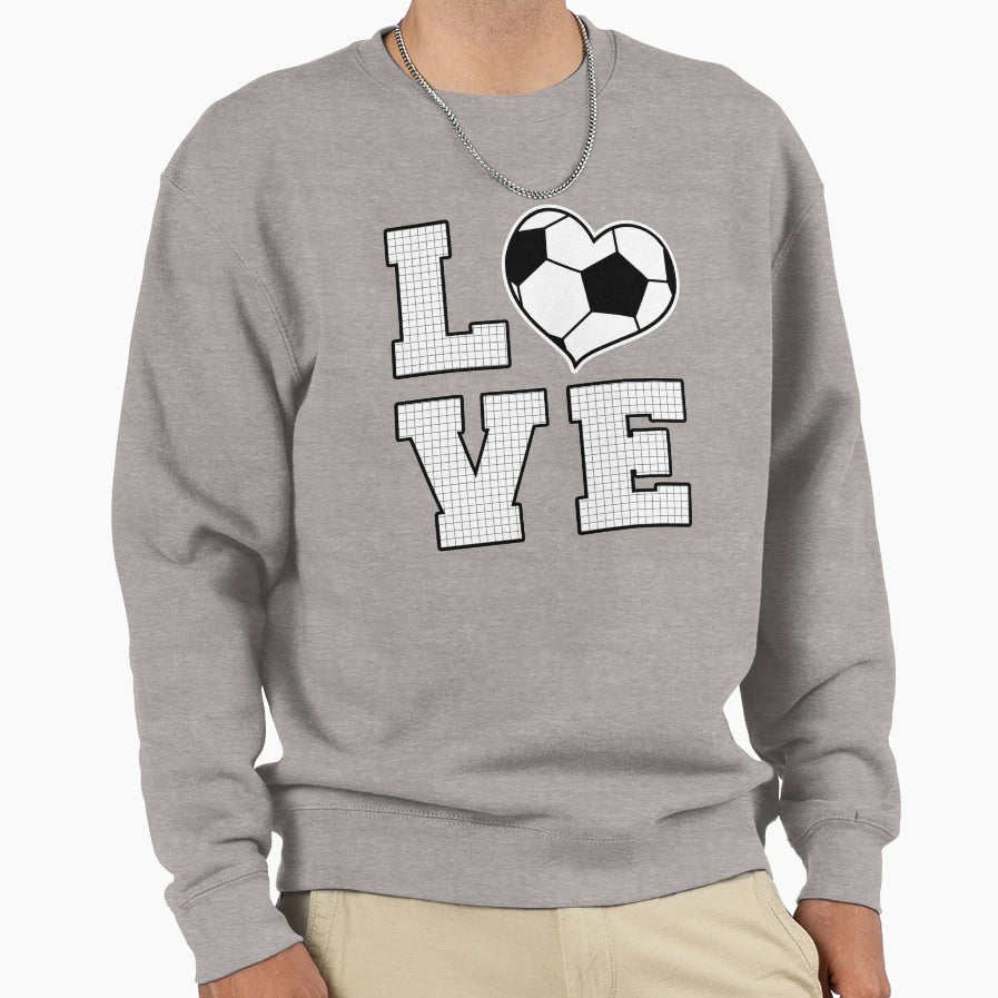 Love Soccer Heart Sweatshirt - Minimalist Print for Adults - T-Shirt, Sweatshirt, Hoodie