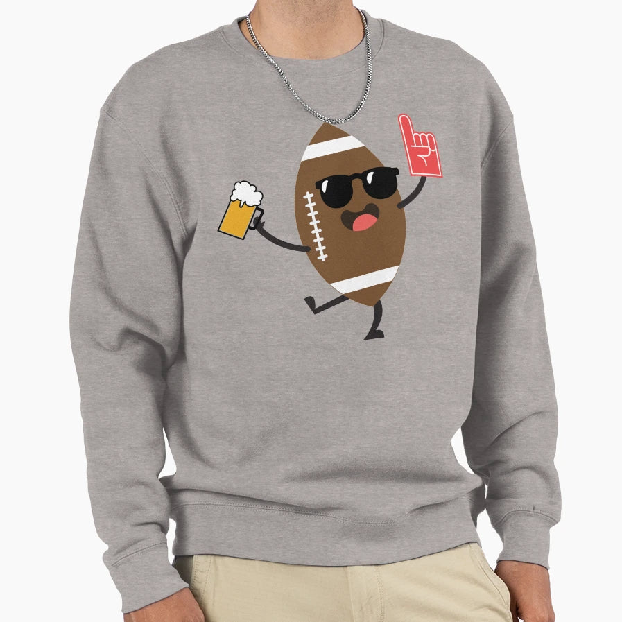 Beer Drinking Football Sweatshirt - Casual Everyday Wear for Adults - T-Shirt, Sweatshirt, Hoodie