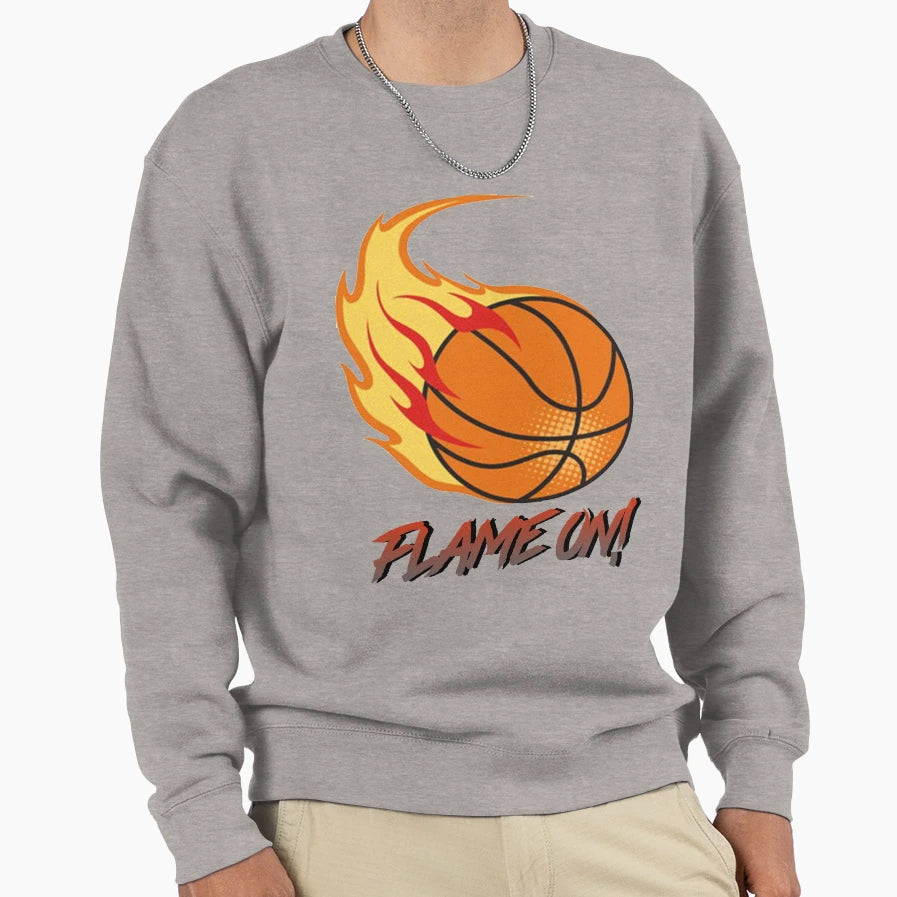 Flame Basketball Sweatshirt - Minimalist Print for Adults - T-Shirt, Sweatshirt, Hoodie